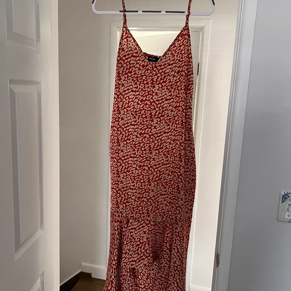 PrettyLittleThing Red and White Midi Dress